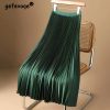 Autumn Winter Satin Elegant Fashion High Waist Solid Pleated A-line Skirt Women Temperament All-match Skirts Women's Clothing