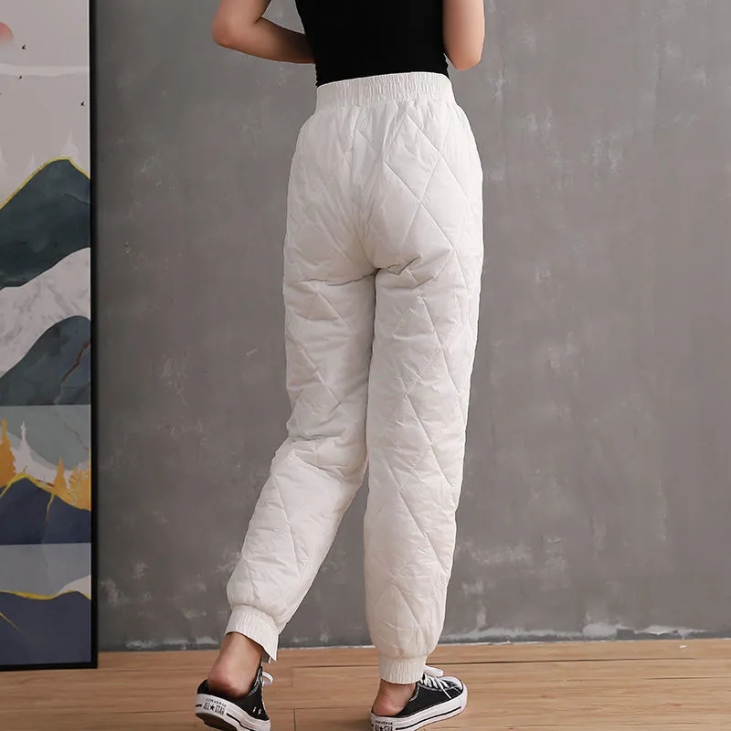 Elastic-Waist-Cotton-Padded-Down-Pants-For-Women-Solid-Colors-Casual-Trousers-Warm-Winter-Thick-Harem-2